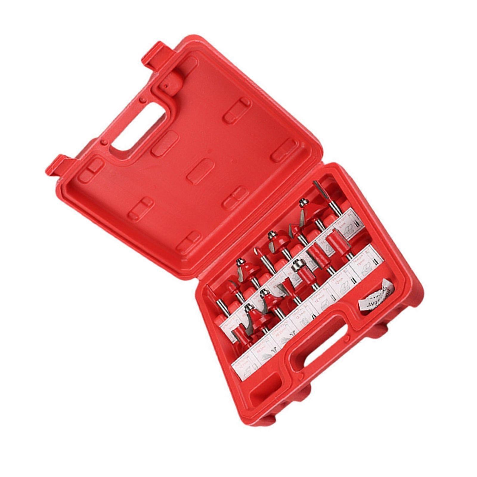 Heavy Duty Woodworking Router Bits Kit Includes Roundover Rabbeting Tongue Grooving Cutters for Edge Trimming Cutting Multicolor