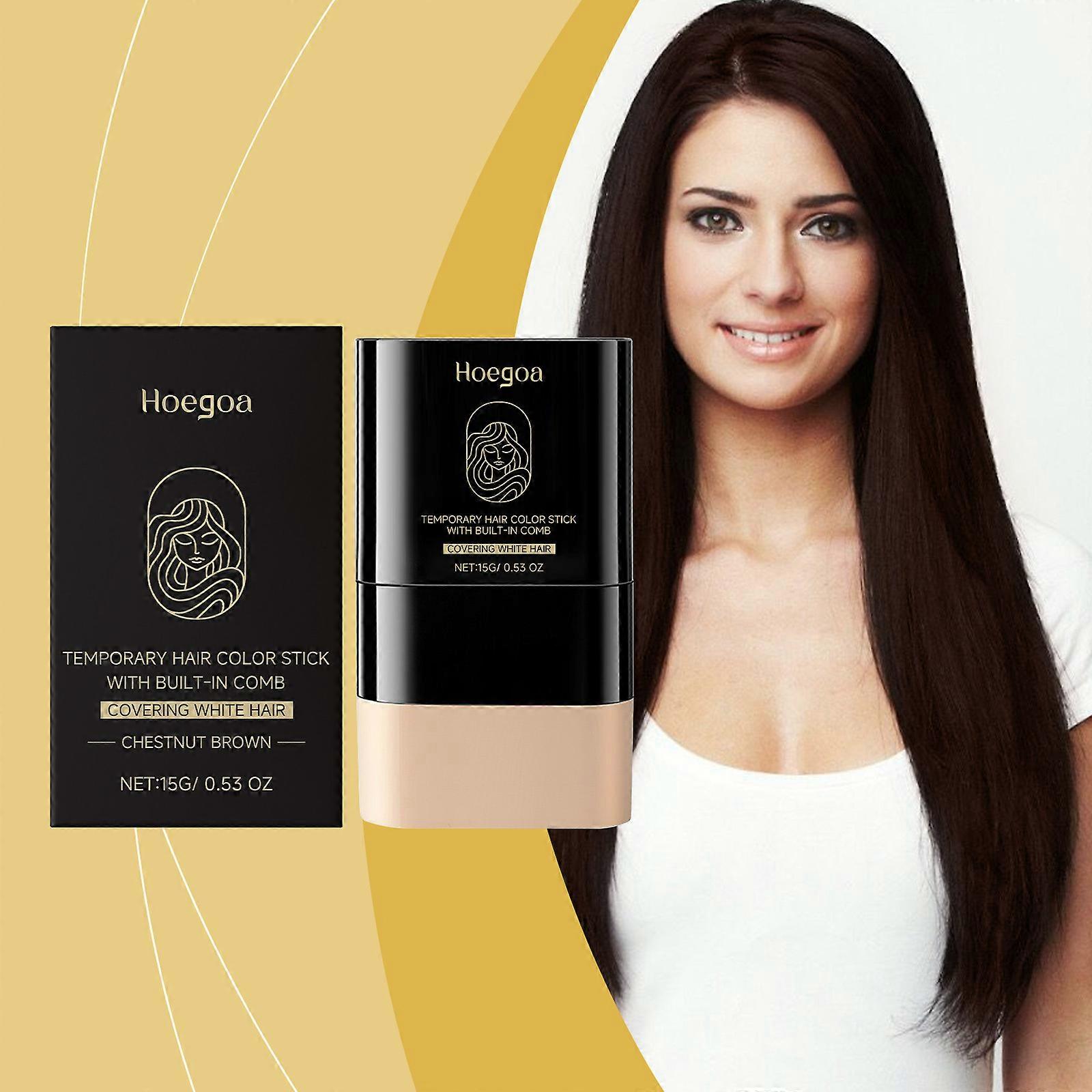 Hoegoa Chestnut Brown Hair Stick, Moisturizing, Natural, Long-Lasting, Easy-To-Color, Convenient For Lazy People