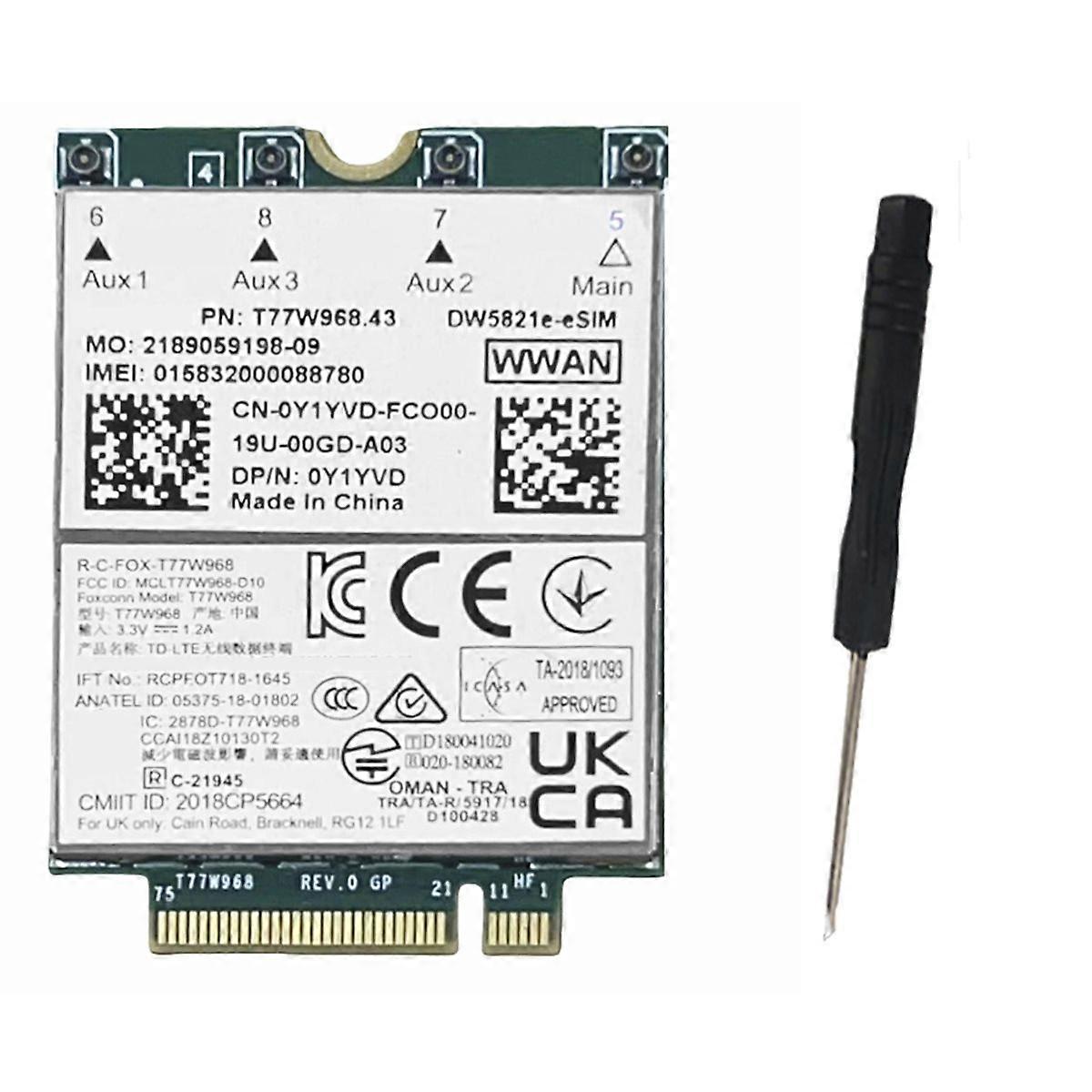 T77W968 DW5821e E-SIM 4G LTE Module CAT16 1Gbps FDD-LTE TDD-LTE E-SIM 4G Card Module Kit 5420 5424 7