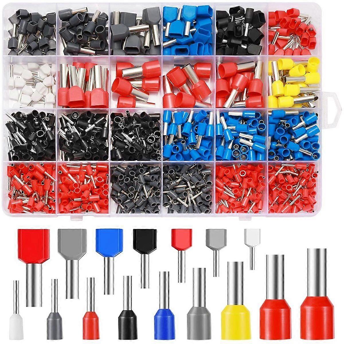 900pcs Wire End Ferrules Kit,Insulated Wire End Ferrules Assortment,Twin Wire End Ferrules and Singl