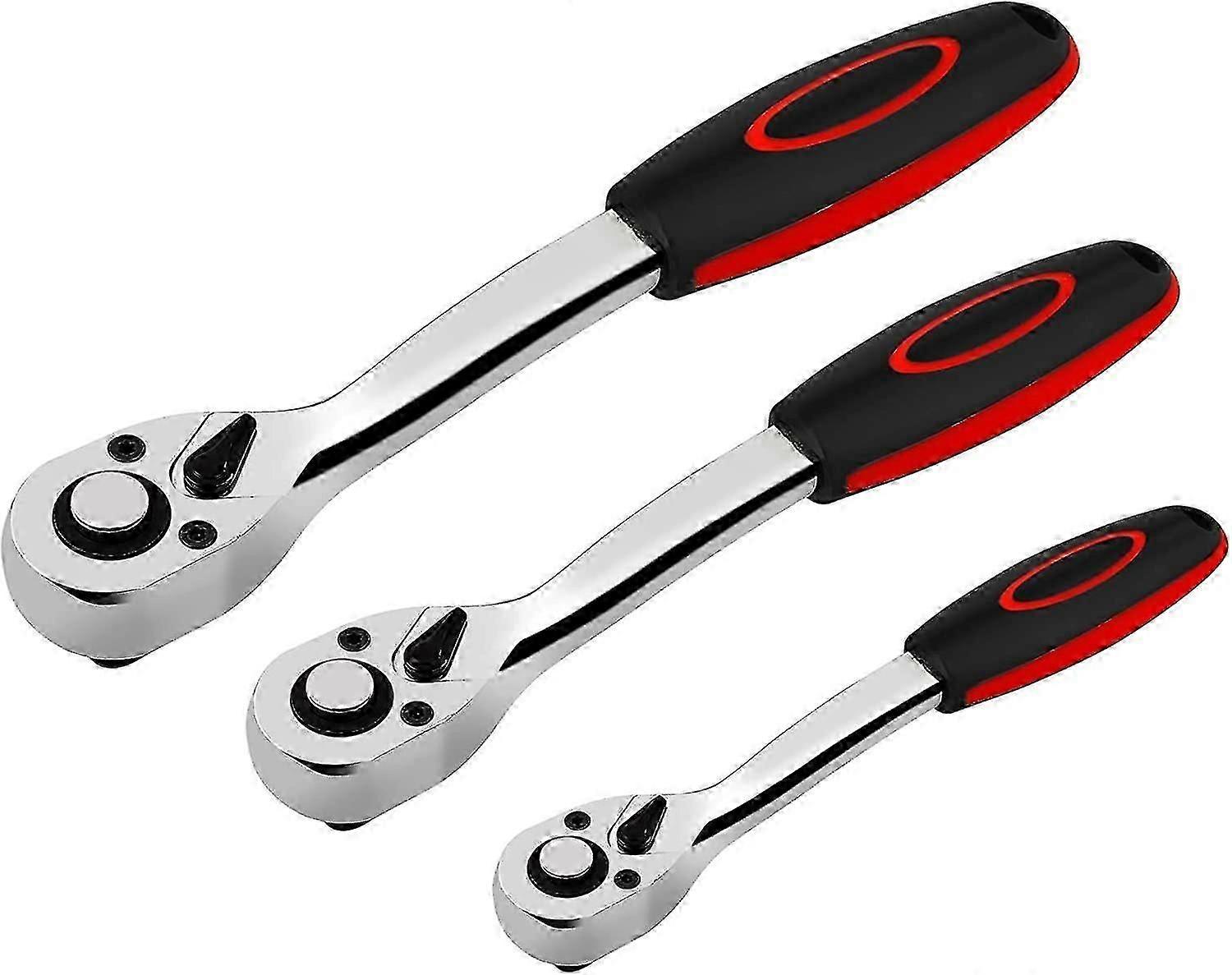 3-Piece Reversible Ratchet Socket Wrench Set with 72 Teeth for UK DIY Enthusiasts