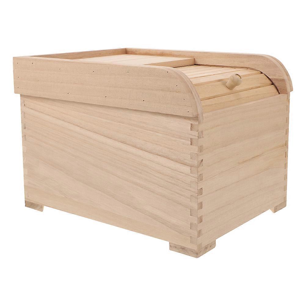 Grain Storage Containers Rectangular Paulownia Wood Rolling Lid Design Kitchen Storage Home Kitchen Use 1Pack