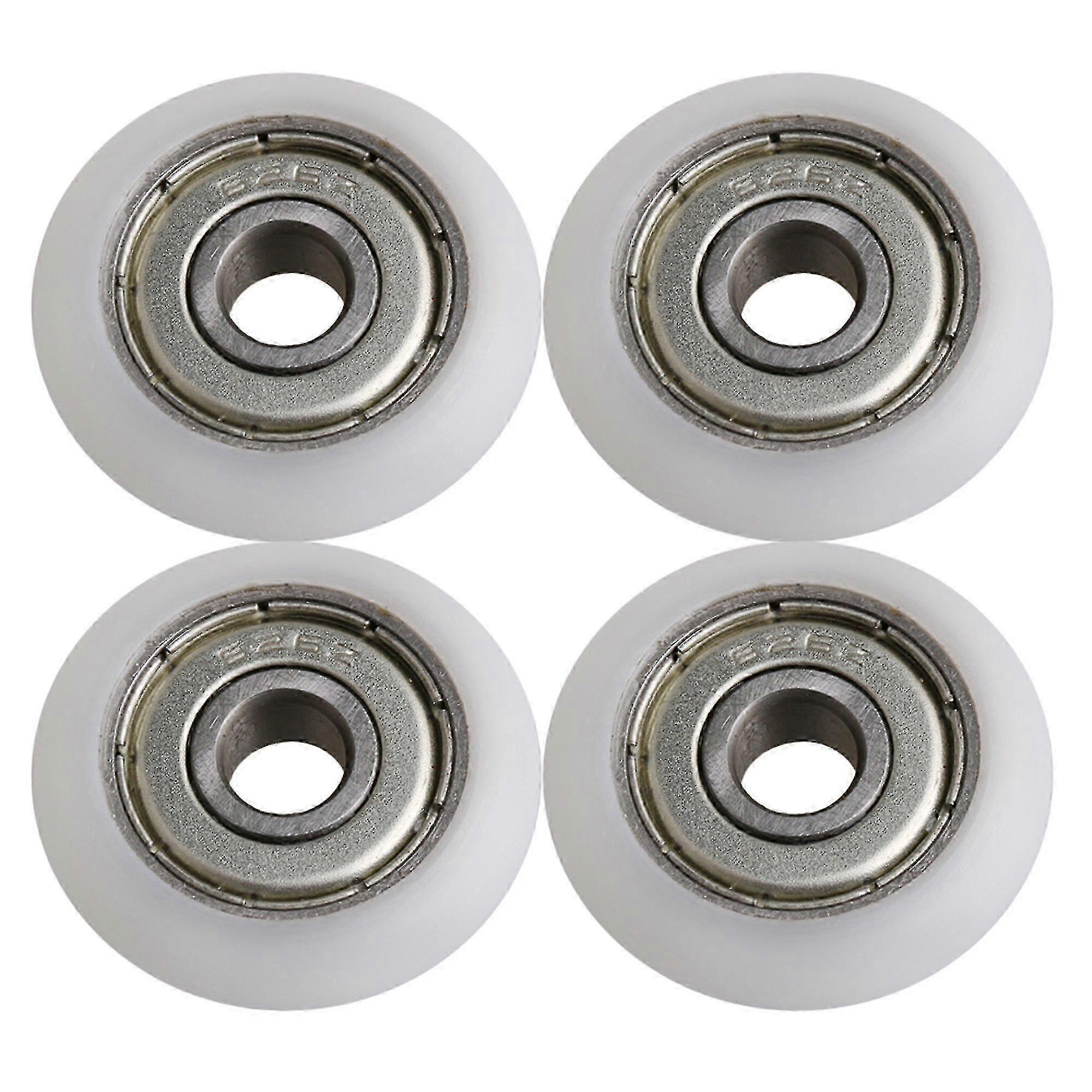 4er-Pack Rollenräder aus weißem technischem Kunststoff mit Lagern für Schiebetüren