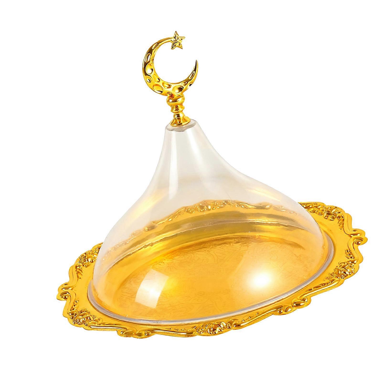 Multifunctional Clear Acrylic Plate On Metal Stand Ramadans Serving Tray Platter For Displaying Snacks Fruits At Parties Multicolor