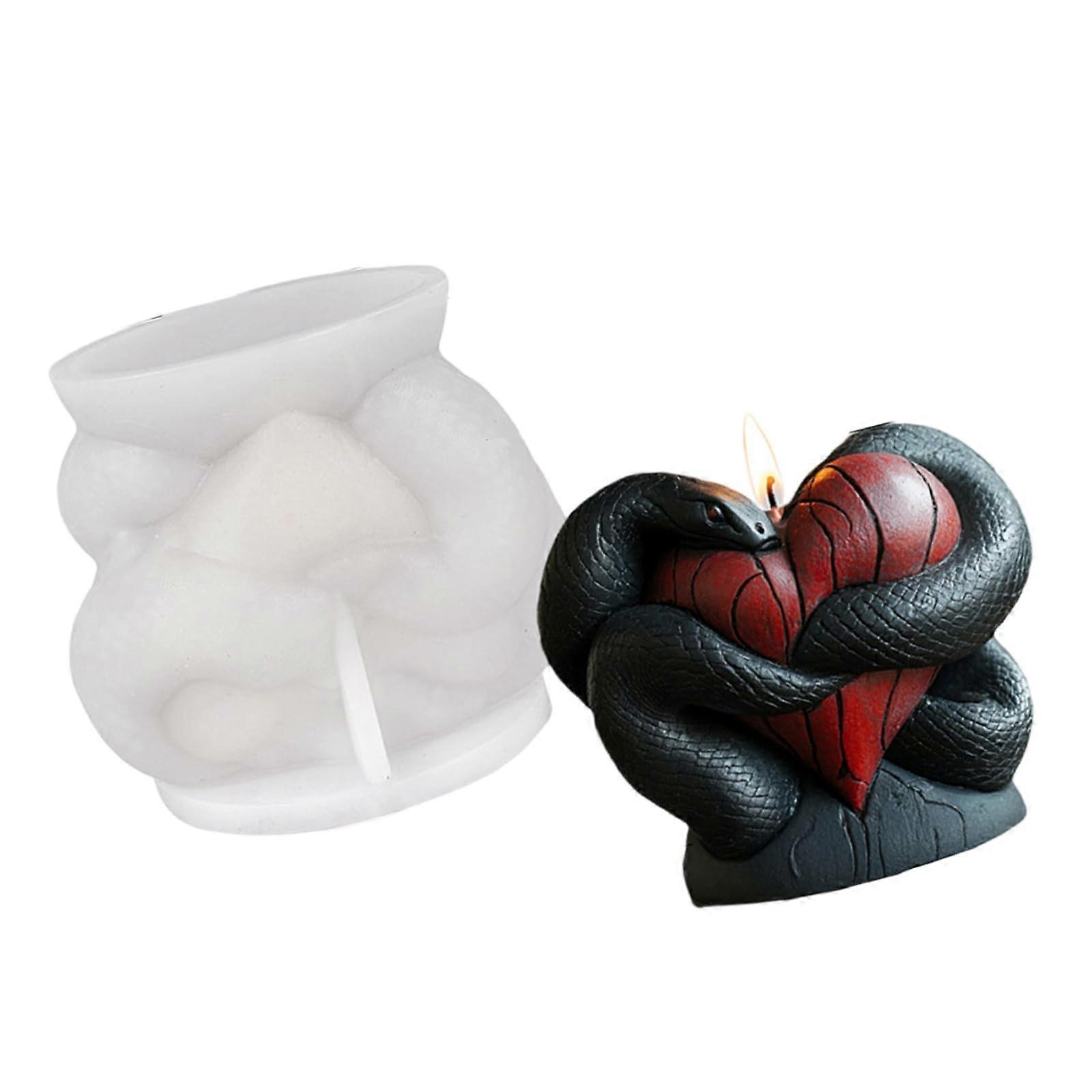 Snake Heart Silicone Candle Mold for Easy Demolding, Reusable Heart Shaped Wax and Resin Craft