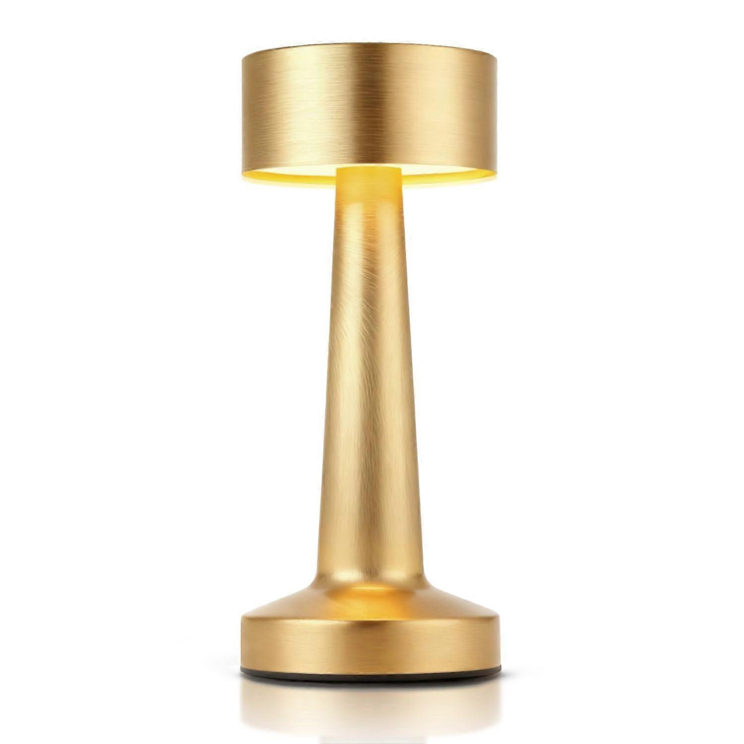 LED Table Lamp with Touch Control, 3 Color Modes, Stepless Dimming, Rechargeable Metal Gold