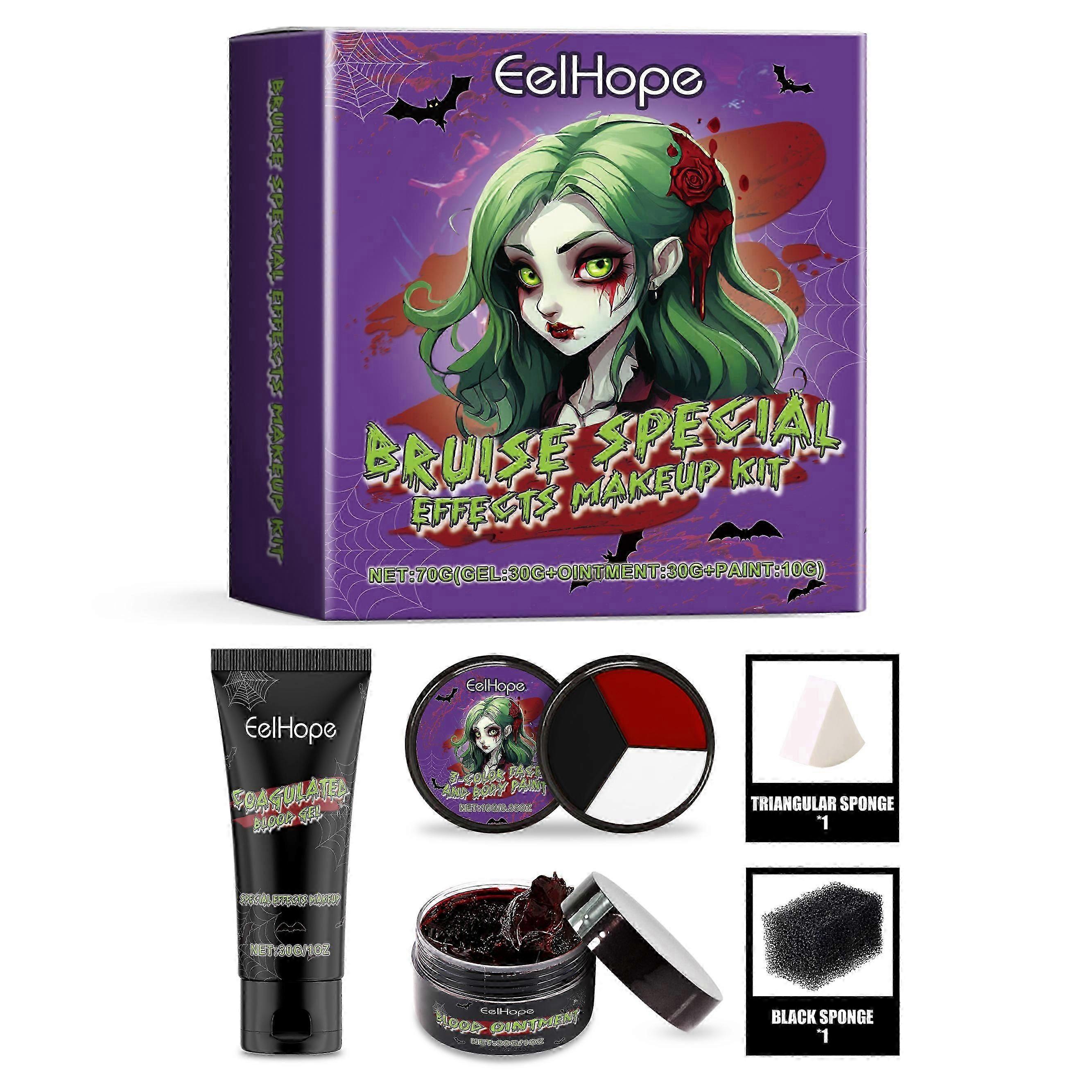 Realistic Vampire Makeup Kit with Blood Gel  Wound Effects  Easy to Apply  Remove