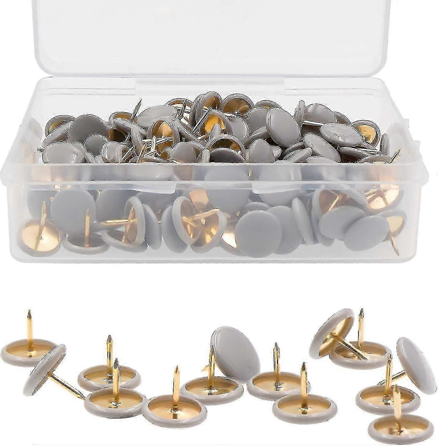200 PCS Thumb Tacks Grey Plastic Round Head Thumbtacks Edition 1229