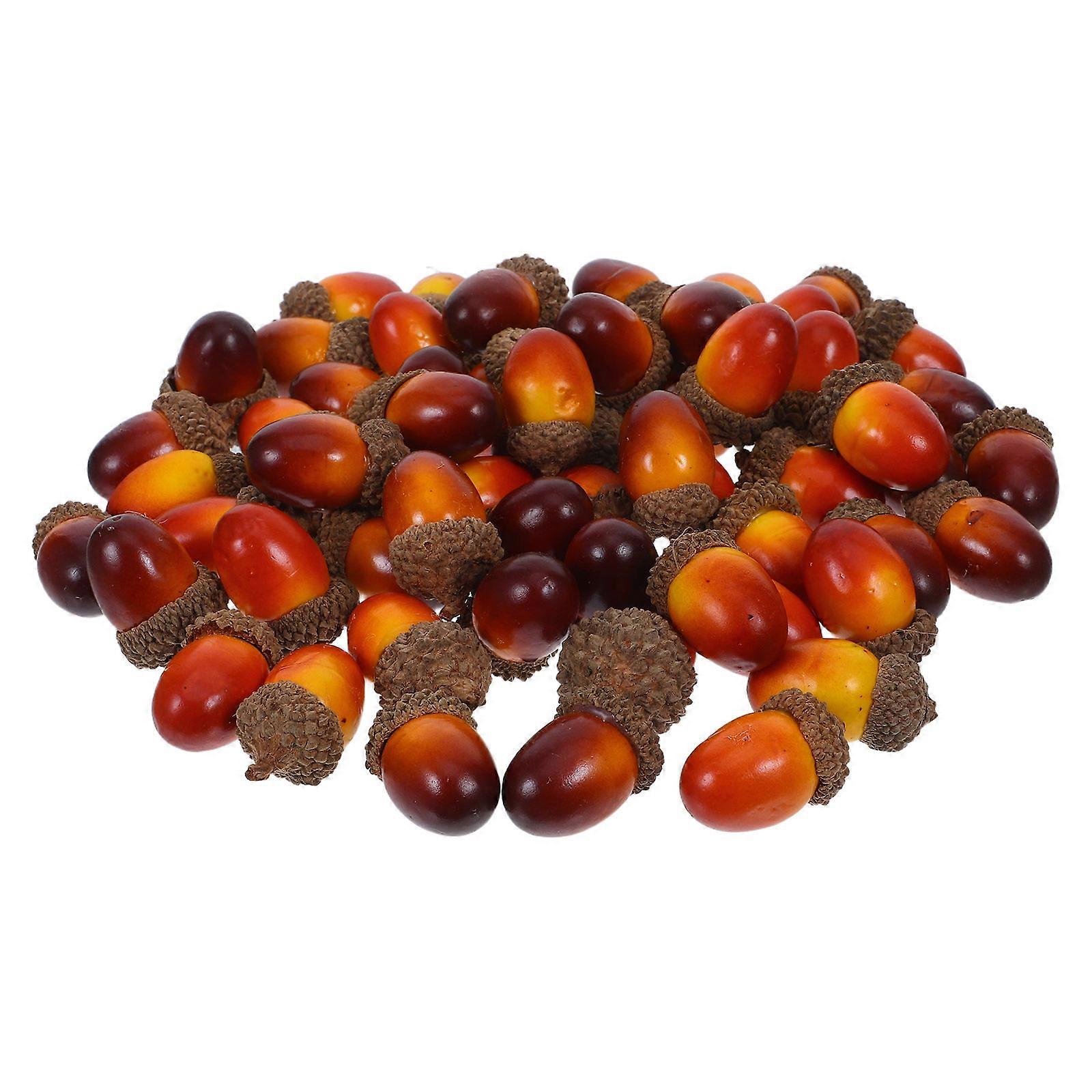 Decorative Acorns Foam Realistic Artificial Acorn Ornaments for Decoration 60Pcs