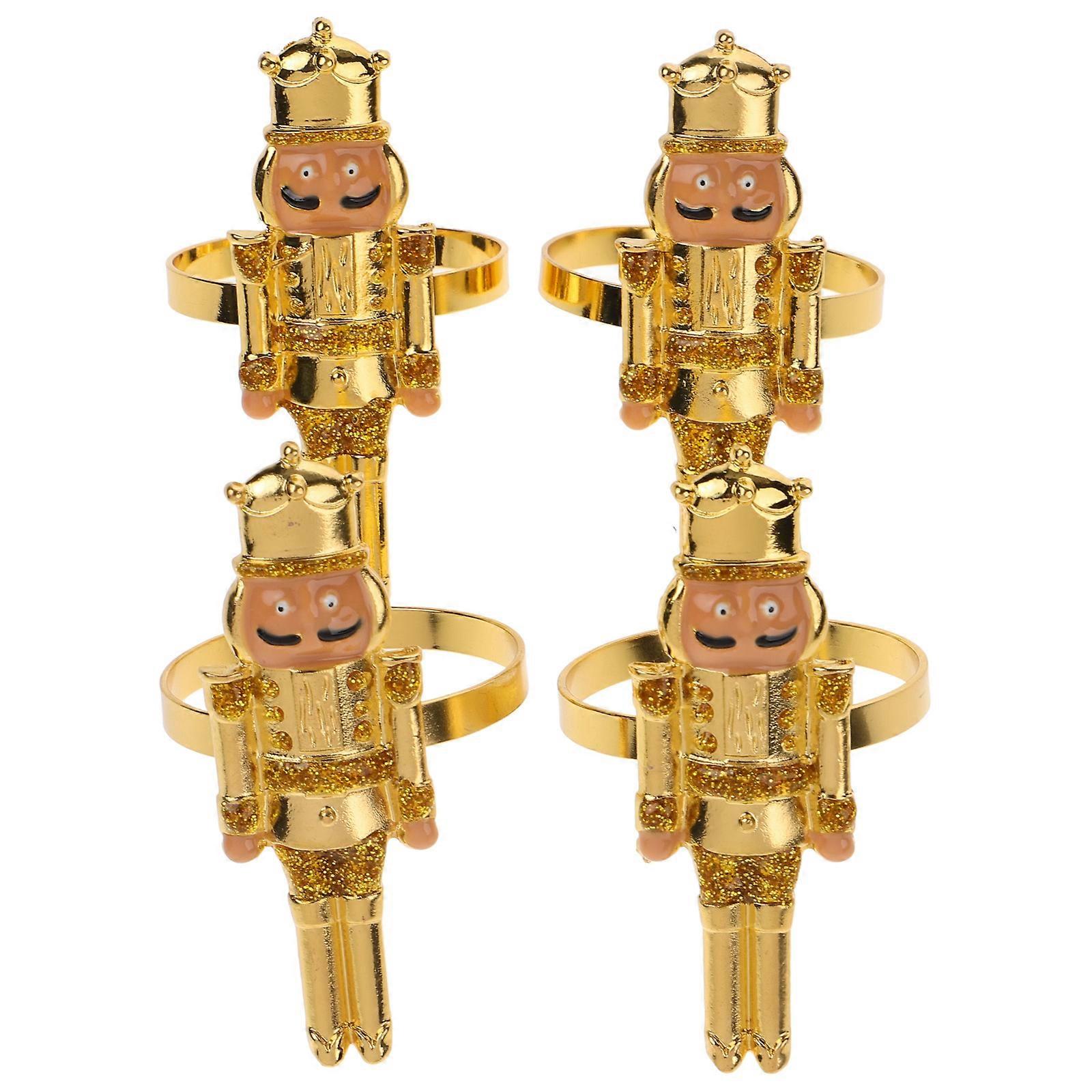 Christmas Napkin Ring for Table Decoration 4Pcs Nutcracker Alloy Holder