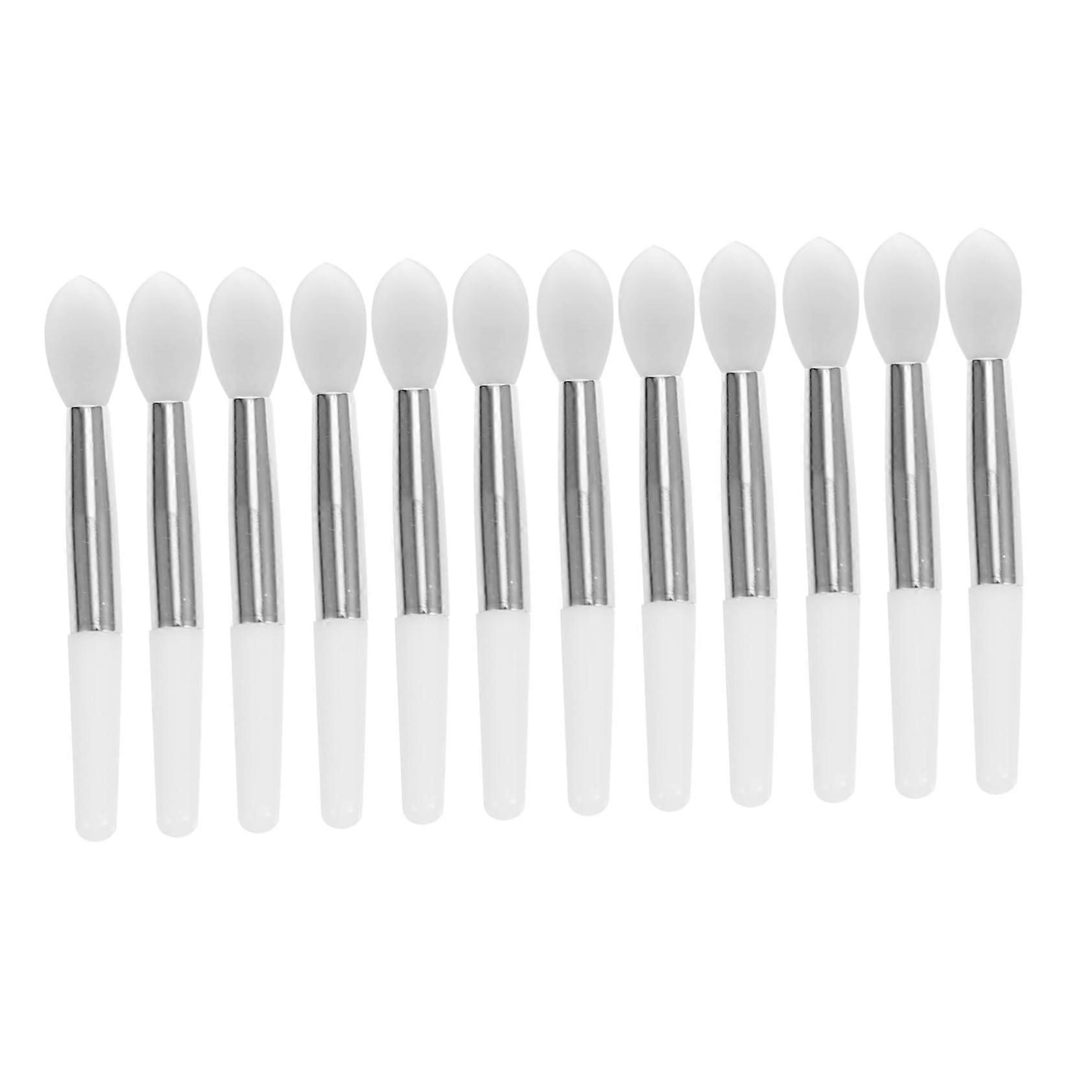 12pcs Silicone Lip Brush Set for Precise Lip Color and Mask Application, Dual Color, White