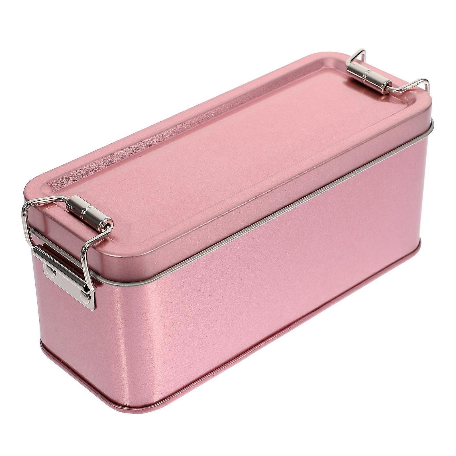 Tinplate Case with Lid for Storage Multi-Use Biscuit Case Rose Gold