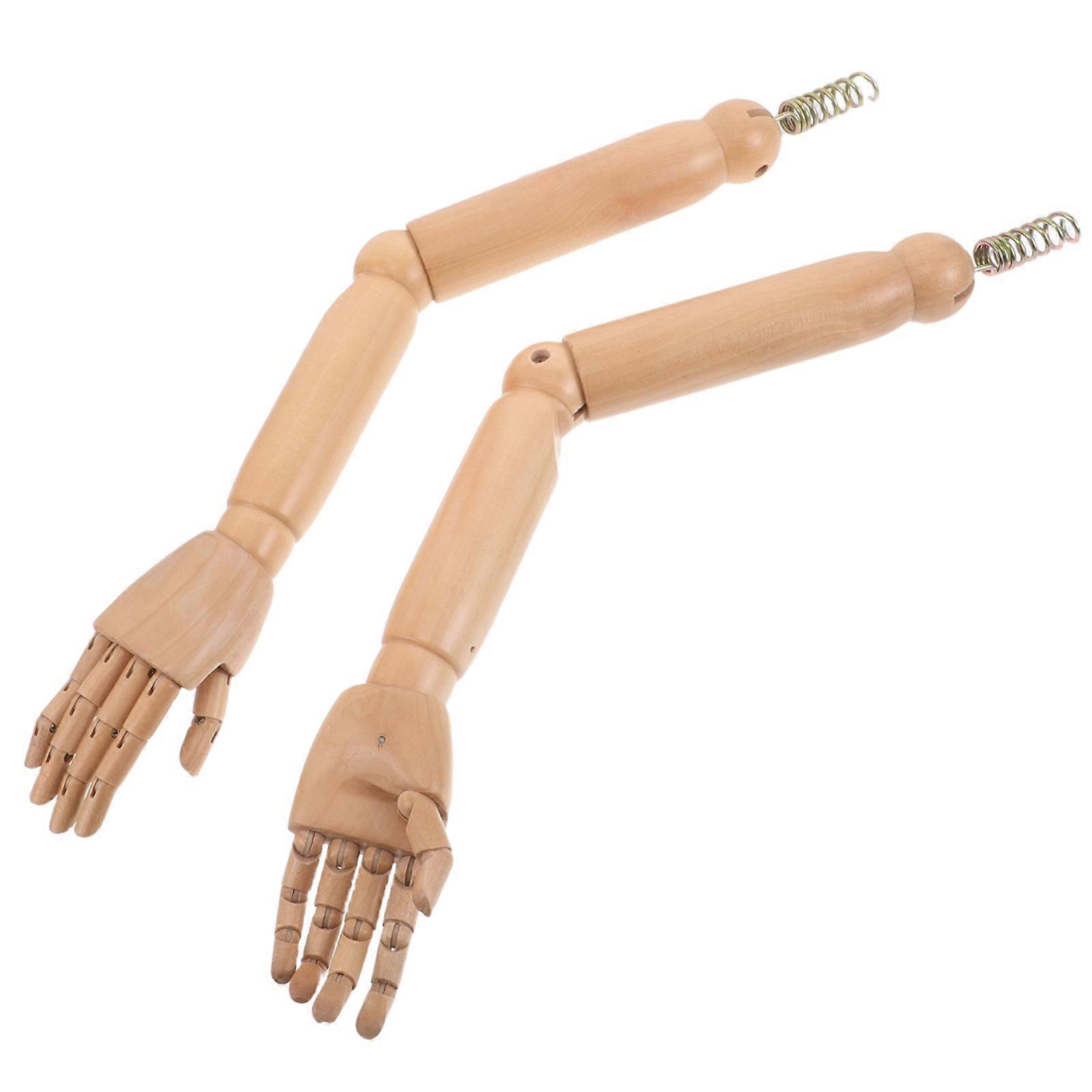 Poseable Wooden Arm Model for Jewelry Display 1Pair