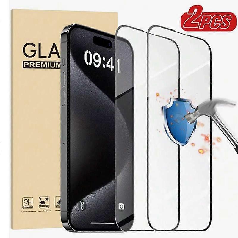 2 pcs 9H Hardness Tempered Glass ScreenProtector Compatible With iphone 15/16e/14Plus/13/12/11Pro Max/X/XsMax/XR