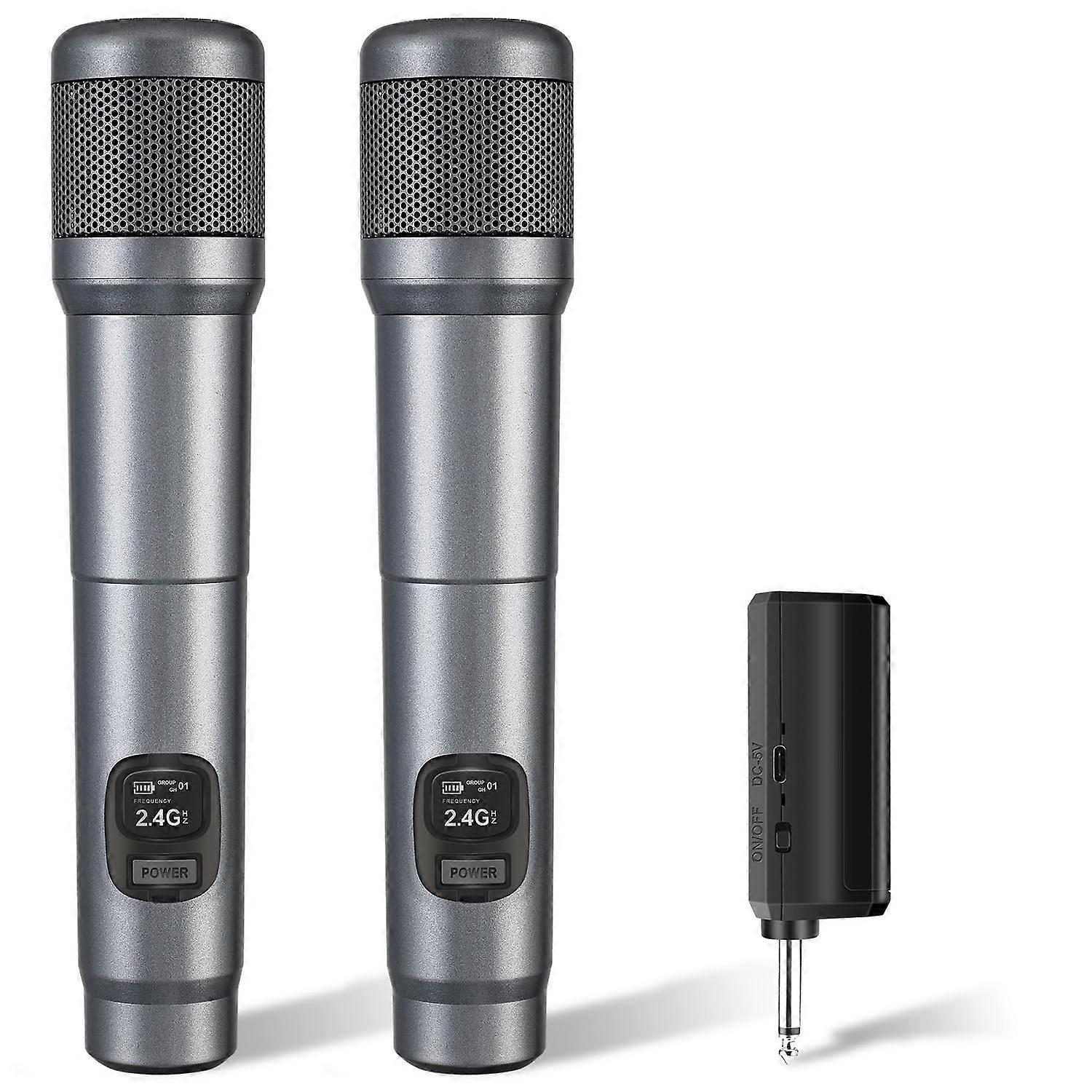 Dual Handheld Wireless Microphone with Rechargeable Receiver, 200ft Range, Clear Voice for Karaoke