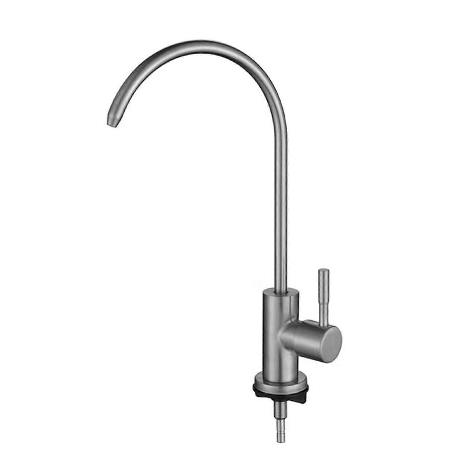 Water Filter Tap Gooseneck, Single Cold Kitchen Faucet for Reverse Osmosis Systems, White Brushed Finish