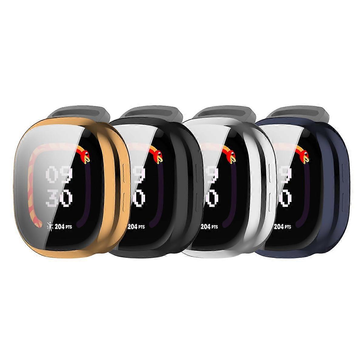 4 Pack Screen Protector Case TPU Full Coverage Bumper Cover for Fitbit Ace LTE Kids Smartwatch (4 Colors)