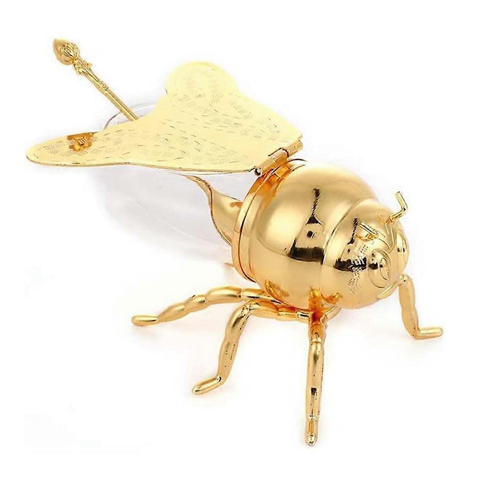 Honey Jar with Dipper, Decorative Bee Design Honey Pot with Lid for Kitchen Storage, Gold