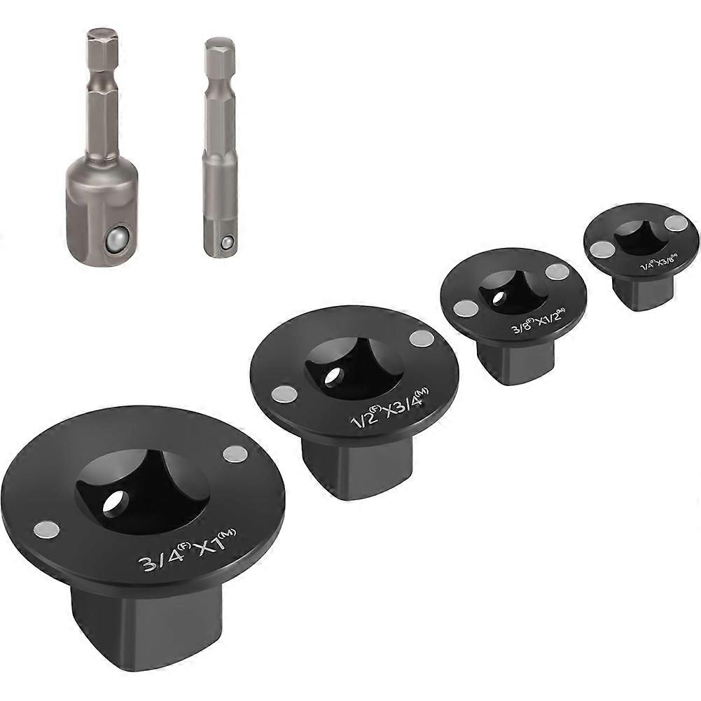 Low Profile Adapter Set, 3/4" to 1", 1/2" to 3/4", 1/2" to 3/8", 1/4" to 3/8", Drive Ratchet Adapter Set for Tight Space
