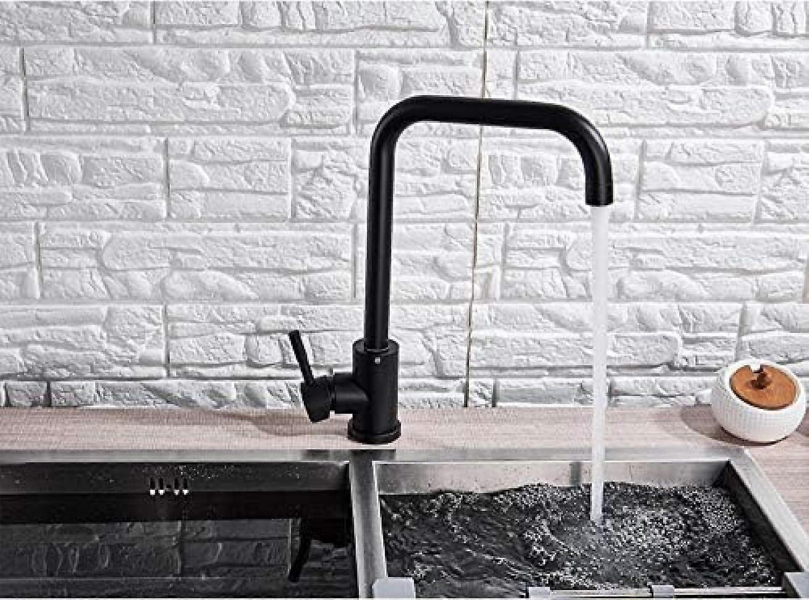 Matte Black Kitchen Faucet with Pull Down Sprayer 360 Swivel Single Handle Solid Brass