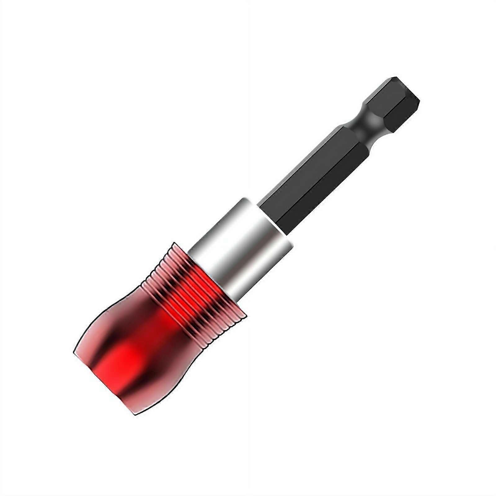 Drill Bit Extension 1/4 Inch Hex Shank Magnetic Bit Holder Quick Release for Impact Driver Red 60MM
