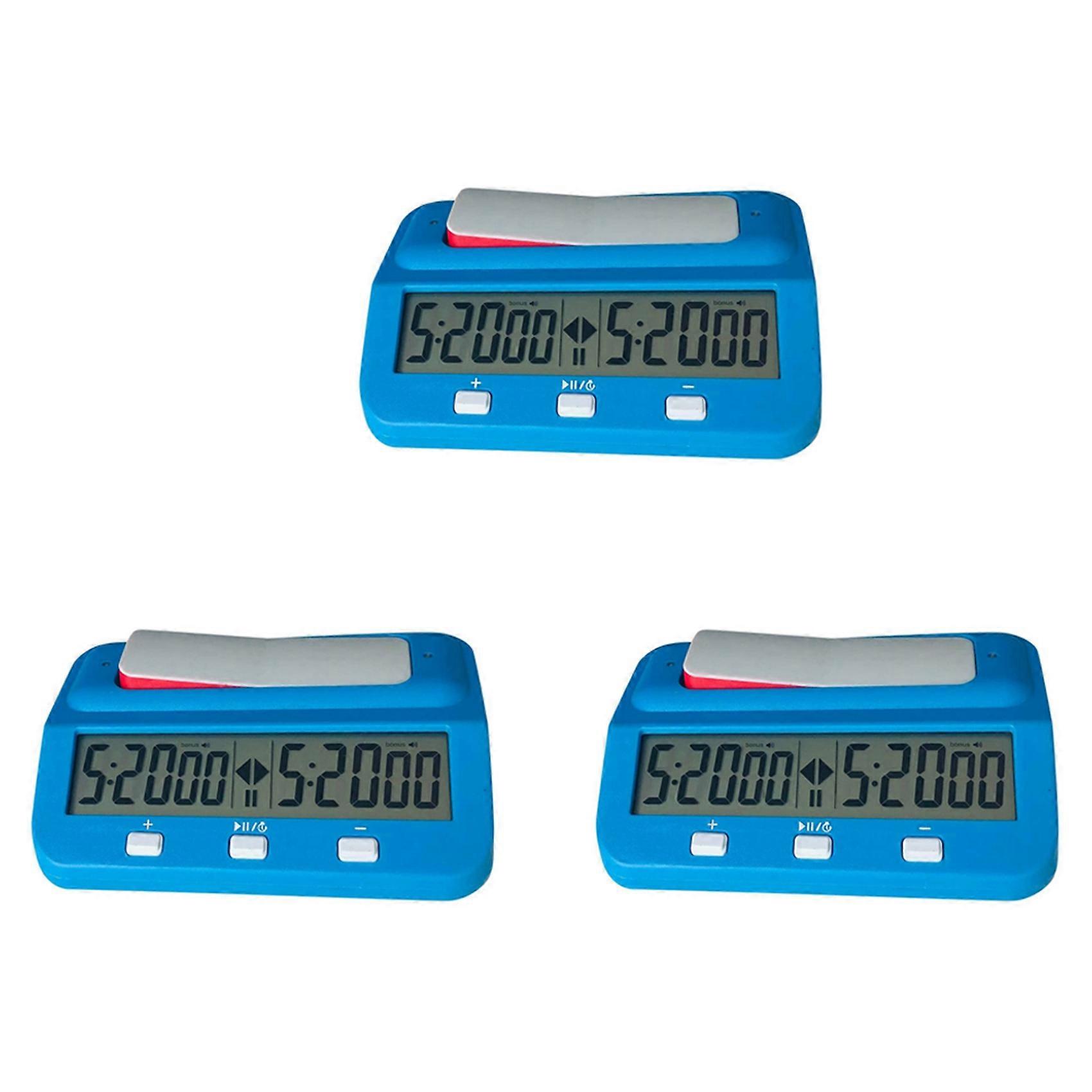 3X Chess Basic Digital Chess Clock and Game Timer, Accurate Digital Portable Clock, Digital Watch Timer (Blue)