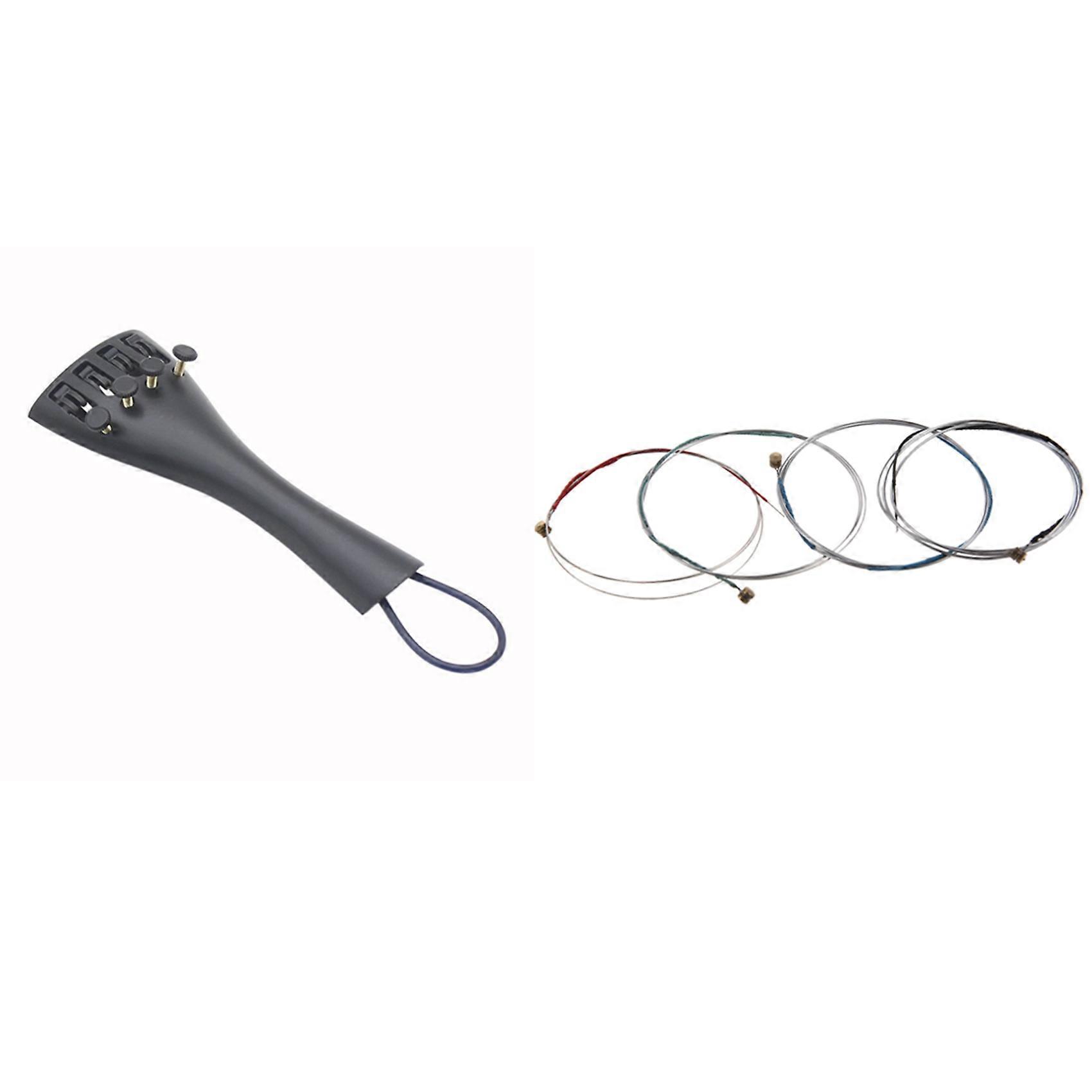 4/4 Violin Bowstring Strings (G-D-A-E) with  3/4 4/4 Violin Fiddle Tailpiece Hill Style