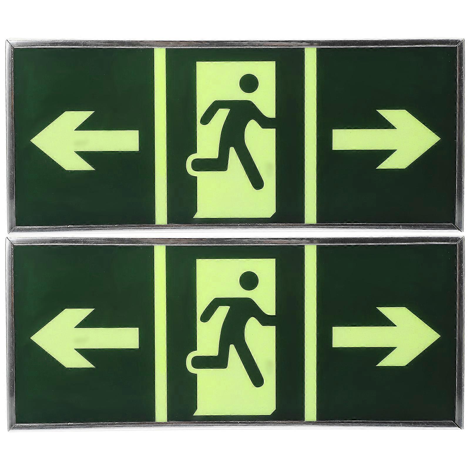 Safety Exit Sign Acrylic Luminous Emergency Exit Sign 2Pcs