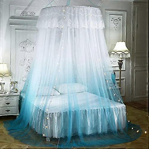 Canopy Bed Curtains with String Lights, King Size Mosquito Net Canopy, Elegant Princess Design