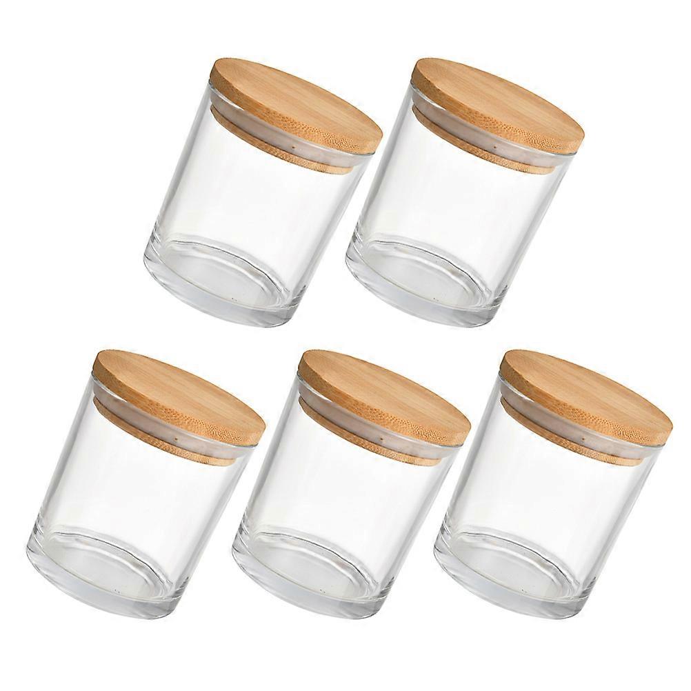 Candle Making Jars Elegant Storage Containers For Small Items Glass Bamboo Material 5 Sets