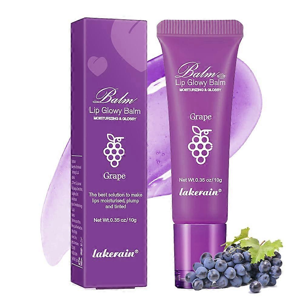 Moisturizing Lip Balm and Plumping Lip Gloss with Grape Tint, Overnight Hydration for Soft Lips