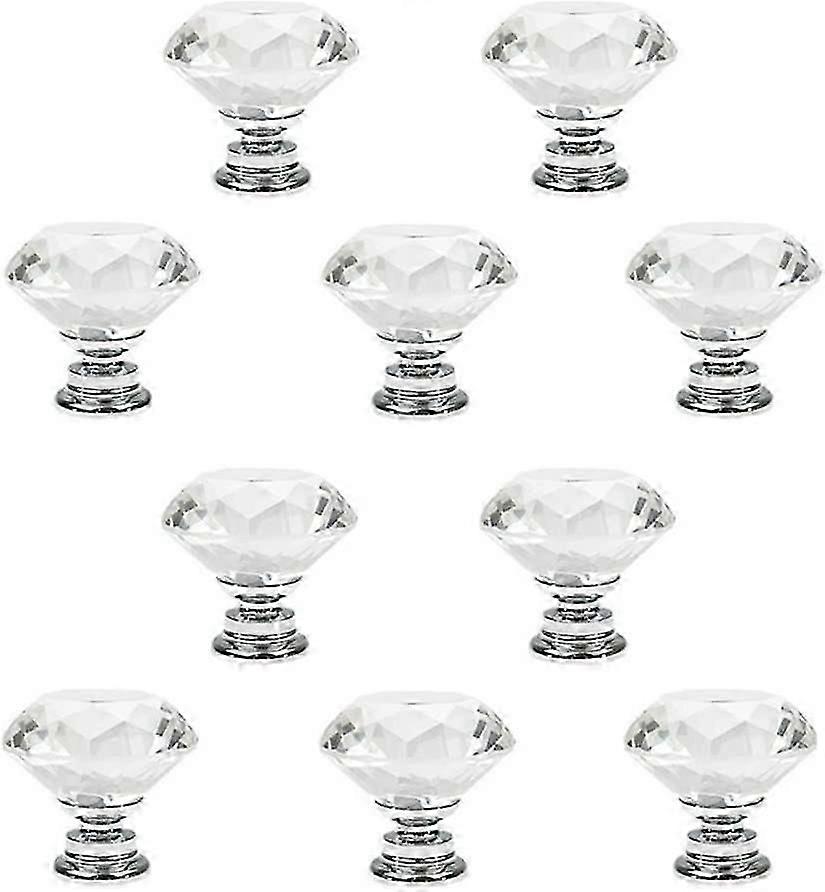 10 Pcs  Crystal Glass Cabinet Knobs, Crystal knobs, 30mm Diamond Shape Pulls Handles for Drawer Kitchen Cabinets Dresser Cupboard Wardrobe