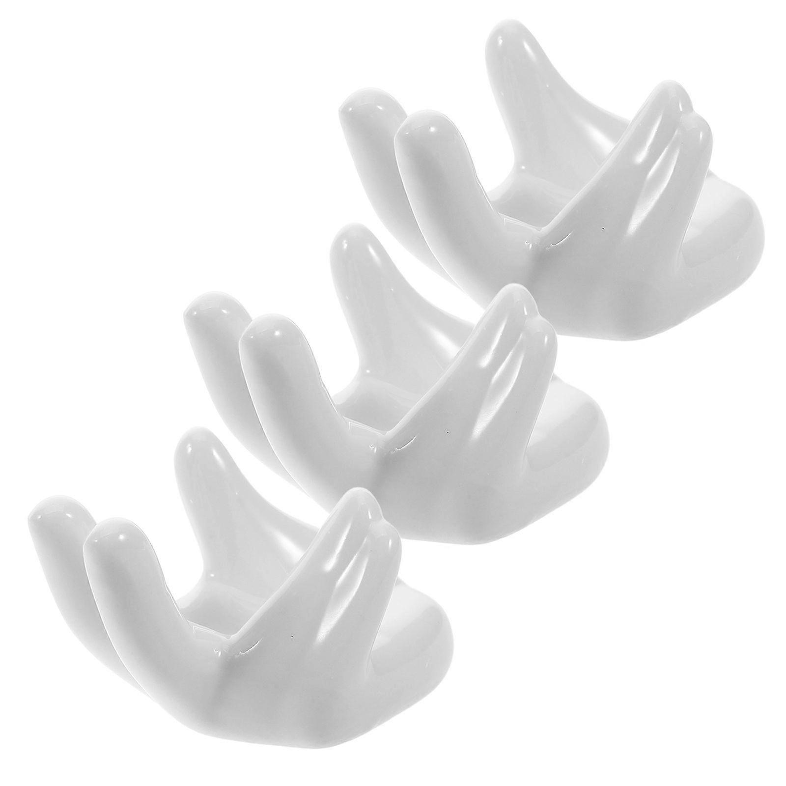 3pcs Creative Ceramic Hand Shape Egg Cup Holder Soft Boiled Egg Stand Easter Egg Display Rack Decorative Egg Cup for Kitchen Tabletop Use