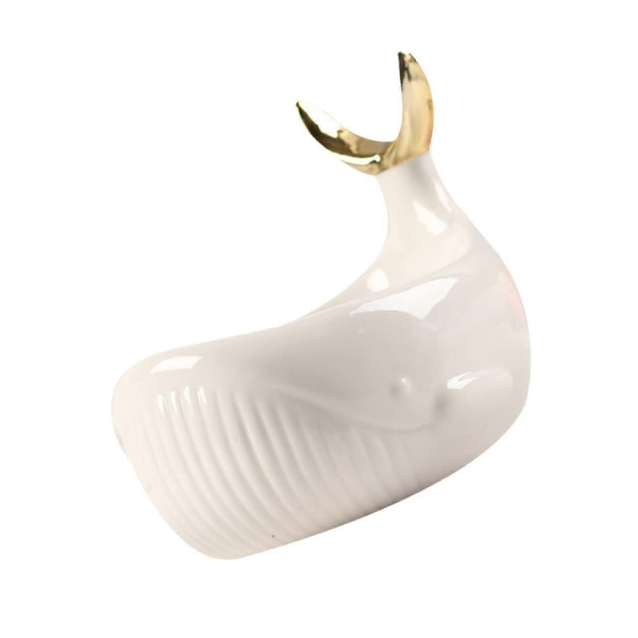 Ceramic Whale Soap Dish with Fast Drainage and Fishtail Hook Bathroom Holder for Small Items