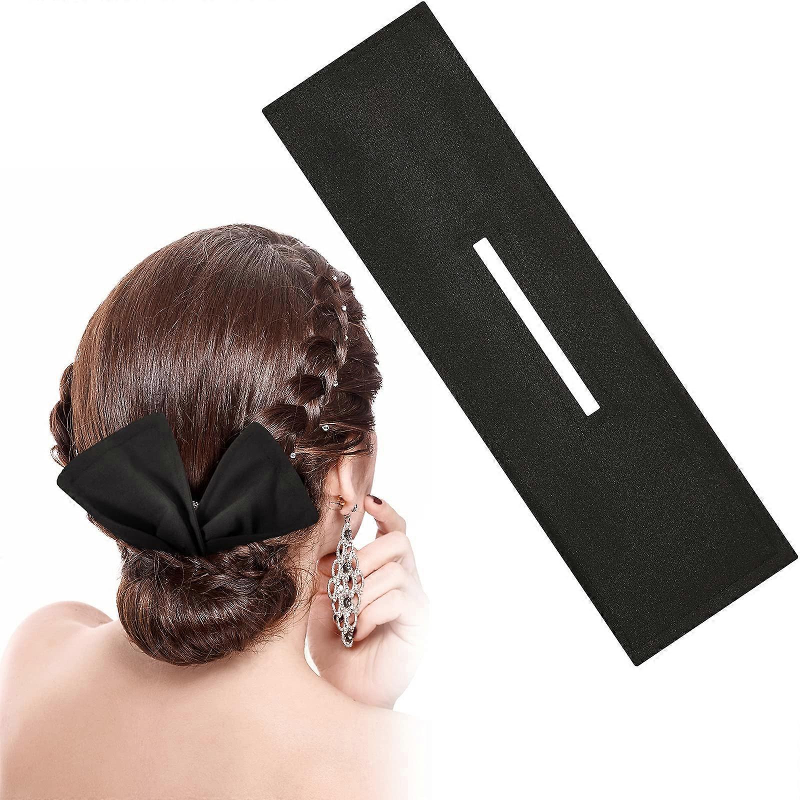 Hair Bun Maker with Elastic Fabric Bun Shaper Tool for Fast Styling and Secure Hold Black Pattern