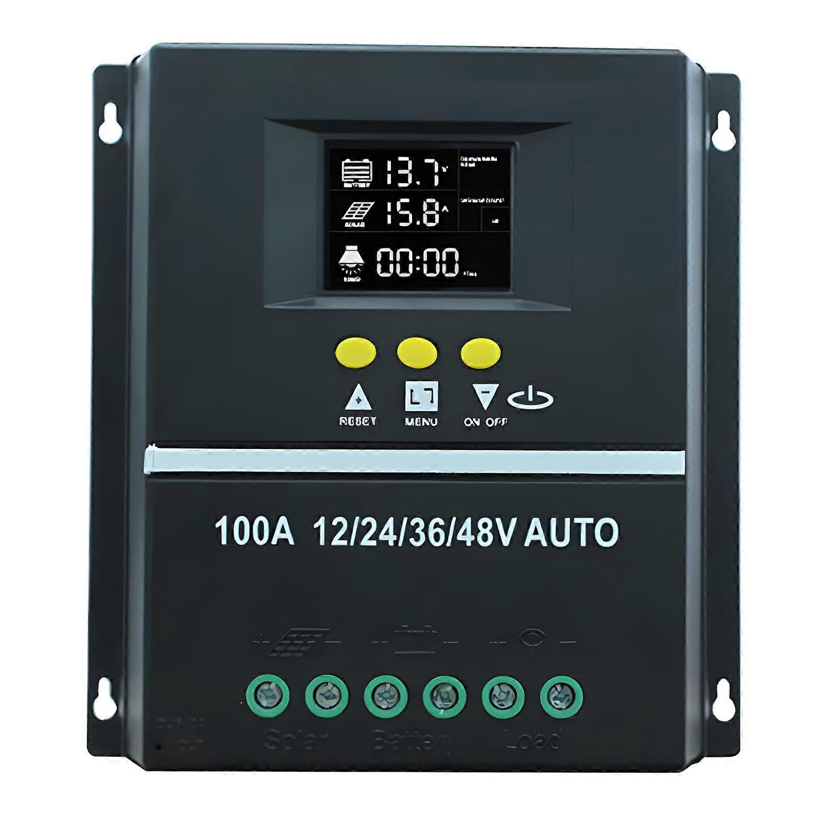 100A MPPT Solar Charge Controller 12V 24V 48V Auto Voltage LCD Display Dual USB Aluminum Casing