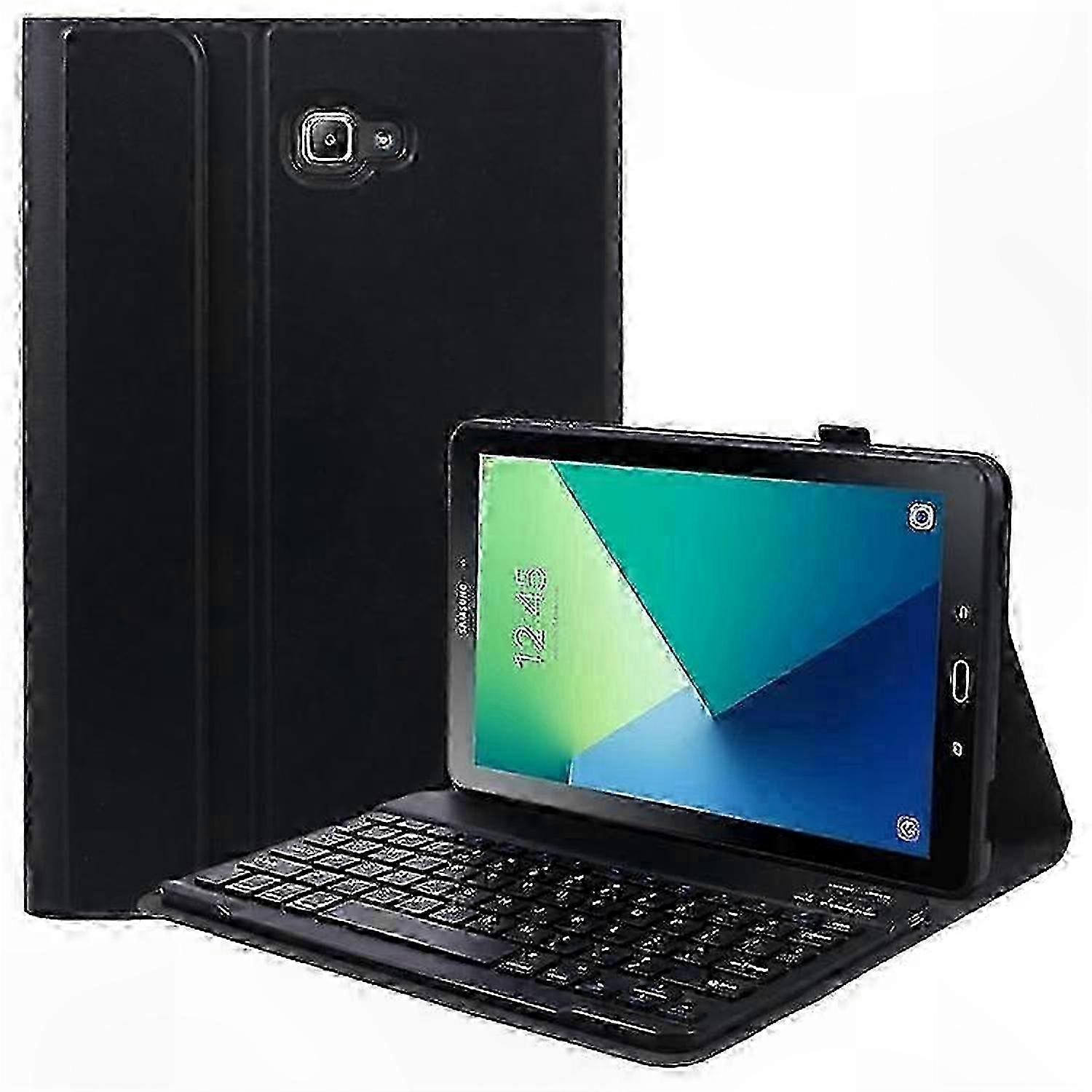 Teclado Bluetooth em couro com textura de lichia para tablets de 10,1 polegadas, design destacável, compatível com diversos modelos.