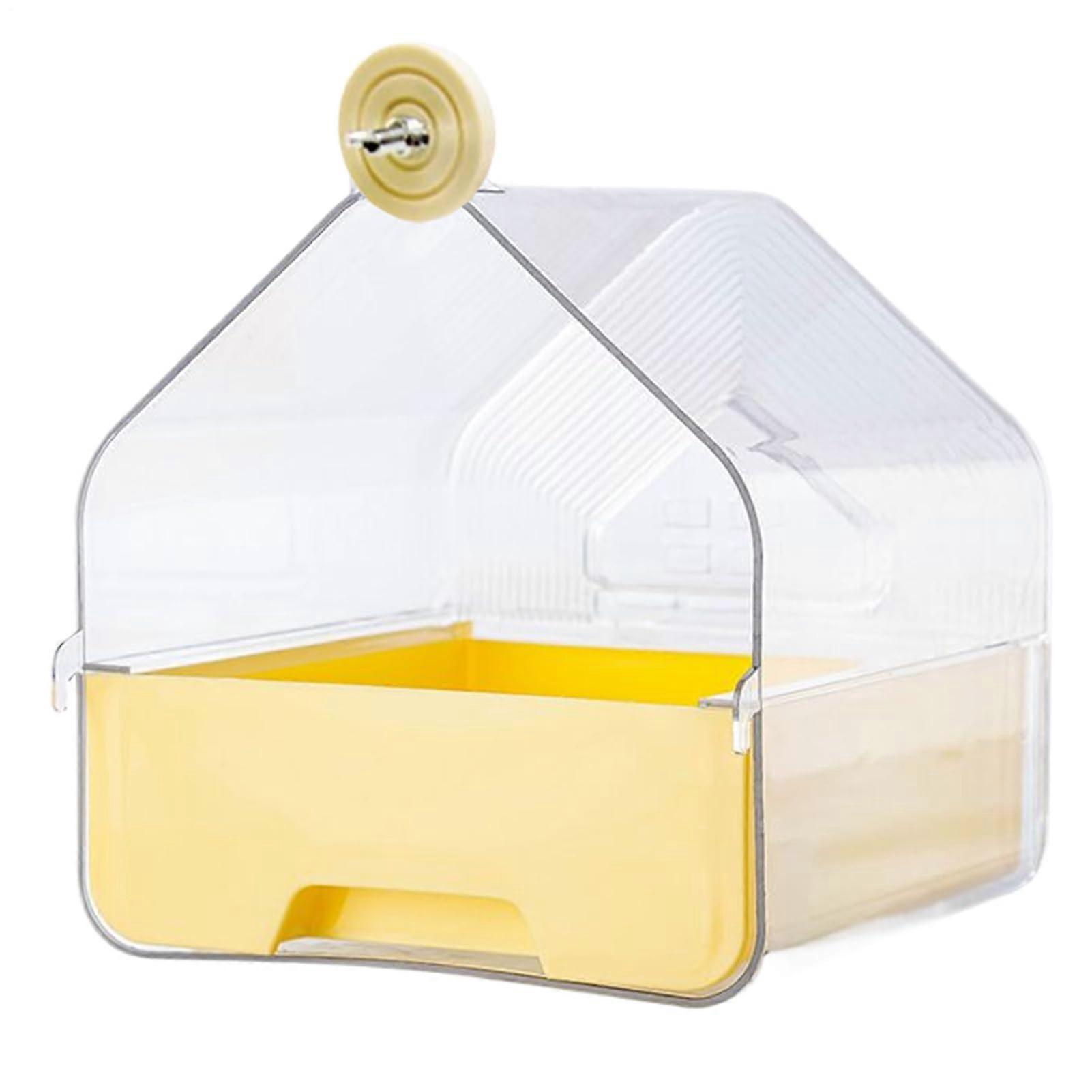 Bird Bath for Cage with Feeder, Transparent Easy Refill Bird Bath for Parakeets Budgerigars Canaries