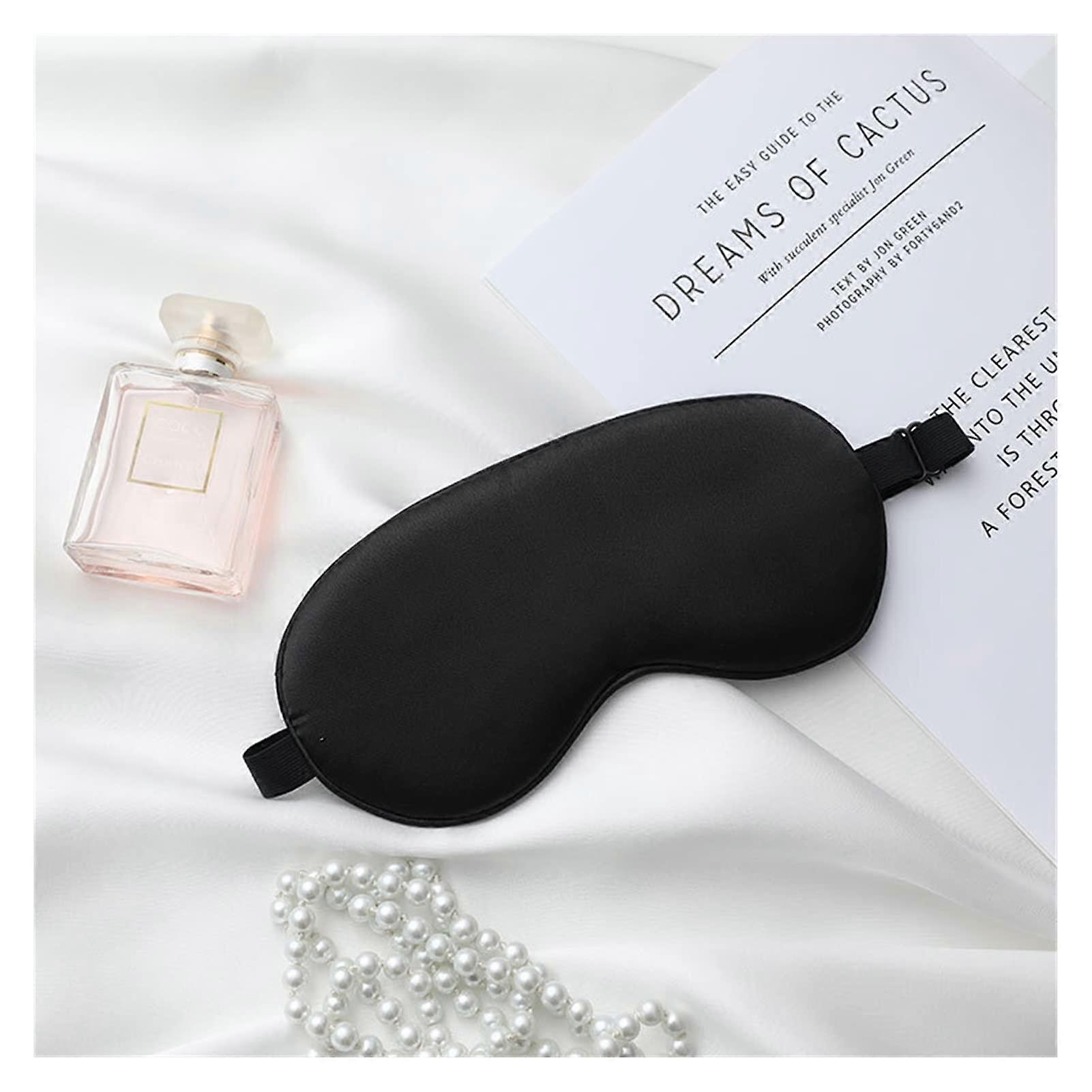 Silk Eye Mask with Ice Pack for Cooling Relief, Adjustable Strap, Smooth Lightweight Black Design