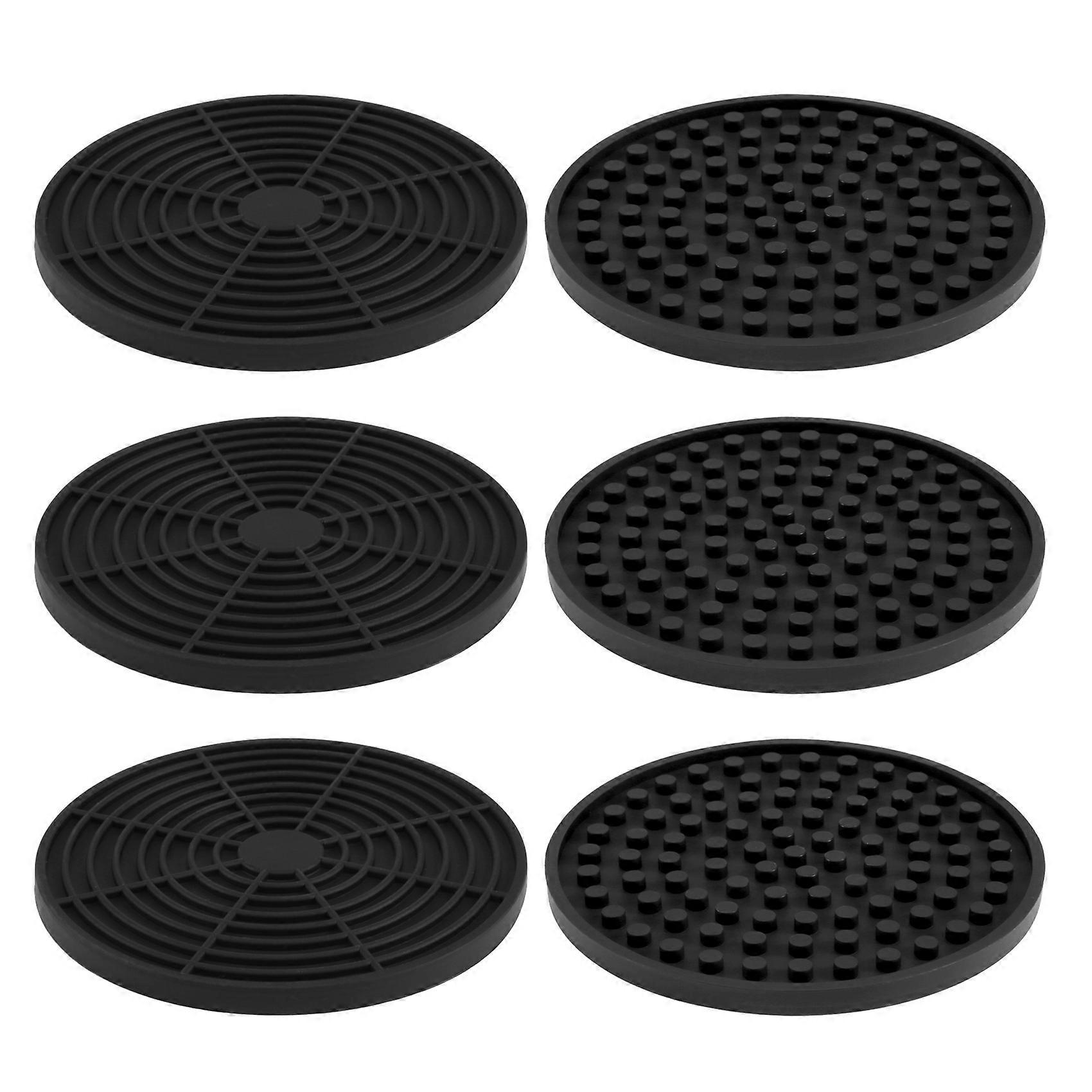 Gjinxi Onderzetters, set van 6, zwarte siliconen antislip antislip tafelonderzetter voor warme dranken koffie thee, diepe bakmat anti-overloop tafelbescherming onderzetters thuis buiten bar decoratie