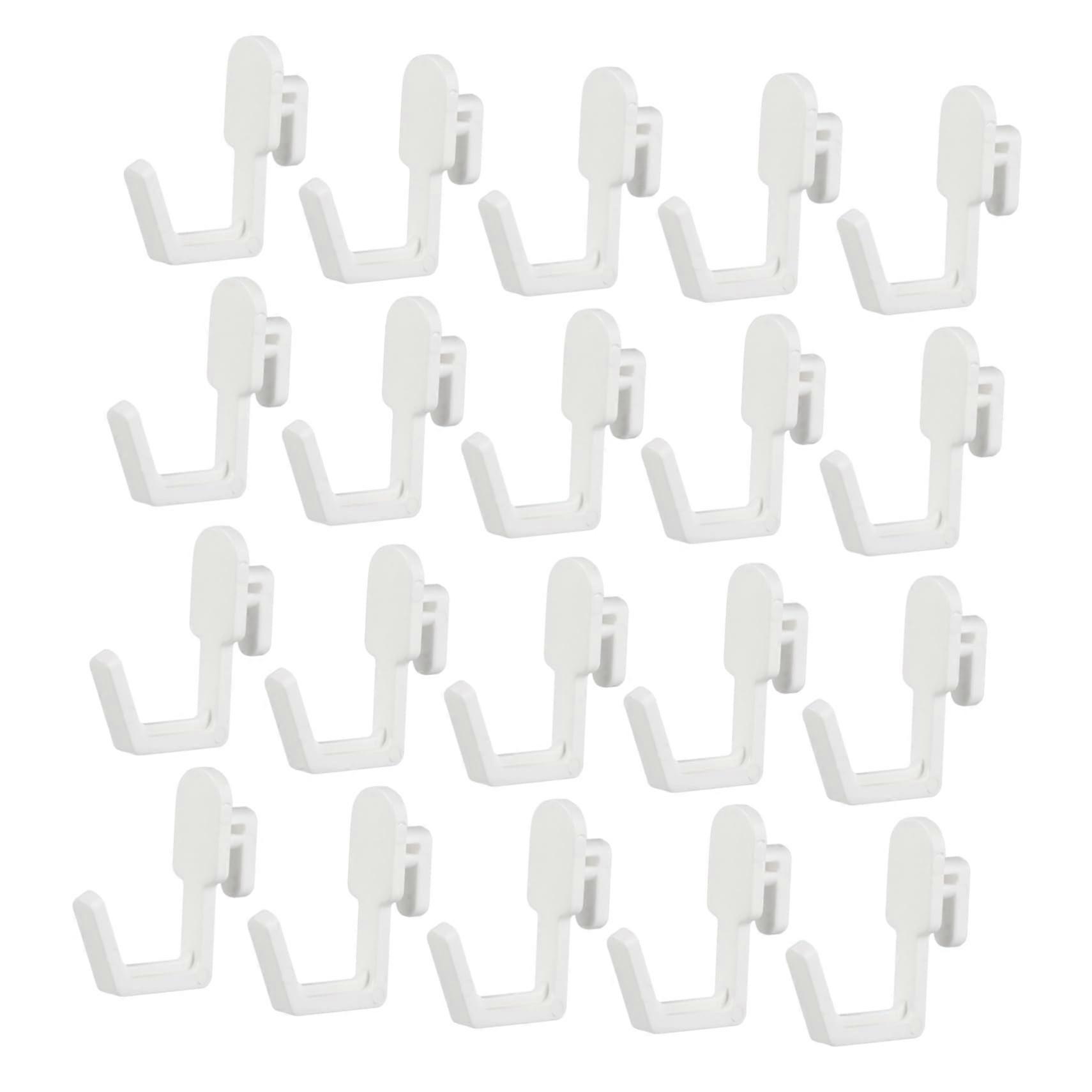 Pegboard J Hooks White 20 Pack Plastic Garage Storage Organizers Easy Installation Smooth Edge