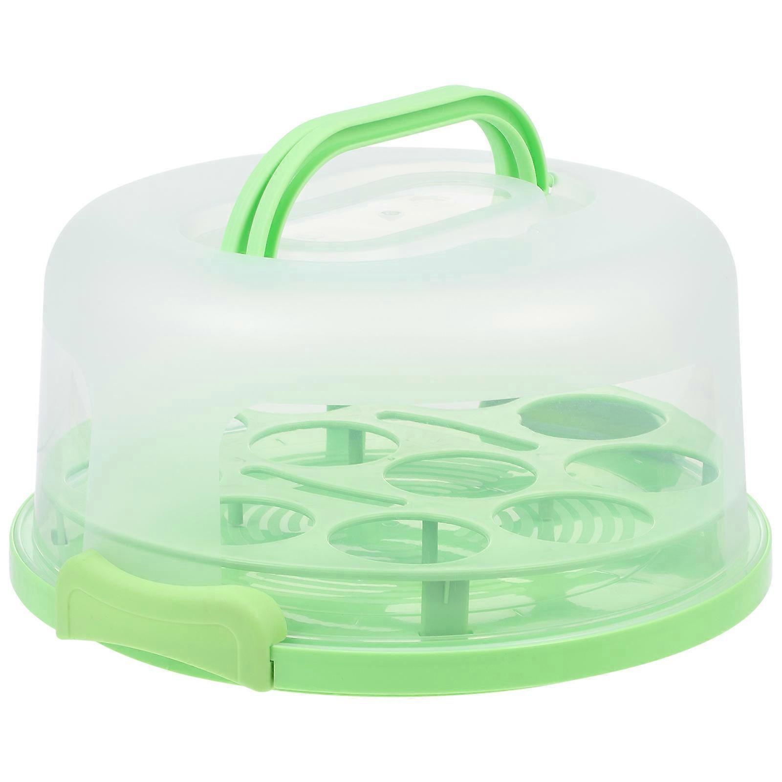 Egg Cake Box Handle with Tray for Storage 1Set Reusable PP Material Green