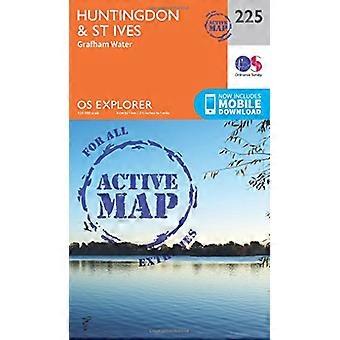 Huntingdon OS Explorer mapa activo (225) y St.Ives, agua de Grafham (mapa activo del explorador del OS)