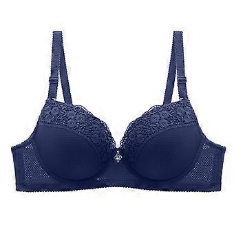 Plus Size Underwire Push-Up Bra, Breathable Mesh Panels for Support & Cleavage, Perfect for Full Bust & Special Outfits Dark Blue 40