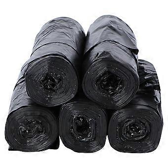 5 Rolls Portable Garbage Rubbish Trash Bags With Handle for Home Office Kitchen (Black)