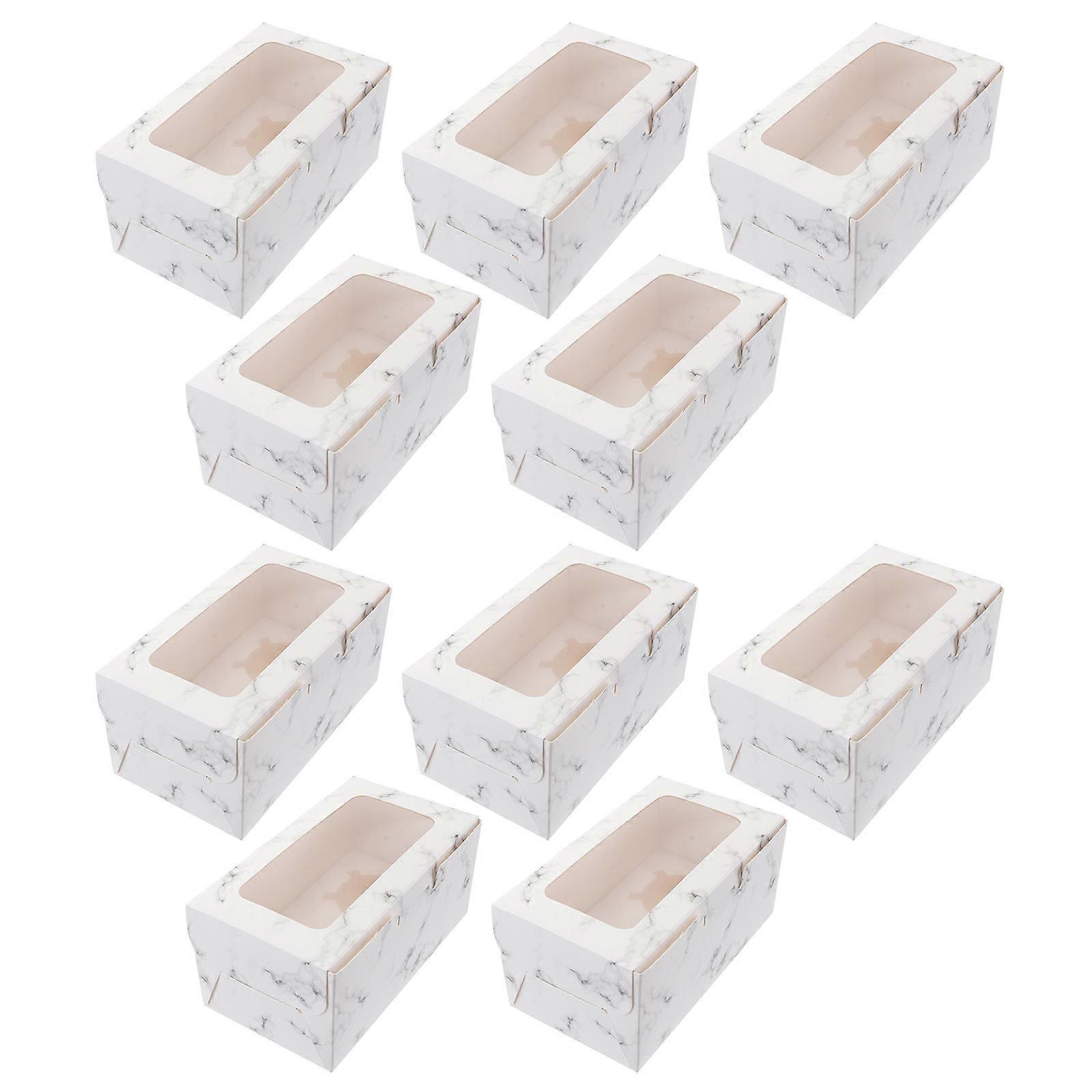 White Cupcake Boxes Paper Packaging for Baking Goods 10Pcs Containers