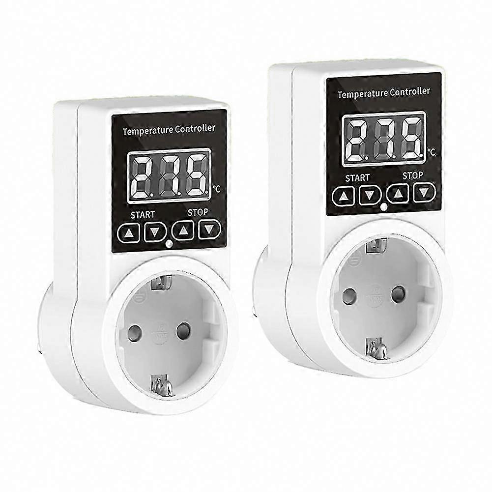 2-Pack Temperature Control Socket with Sensor, Waterproof Digital Thermostat EU Plug Adapter