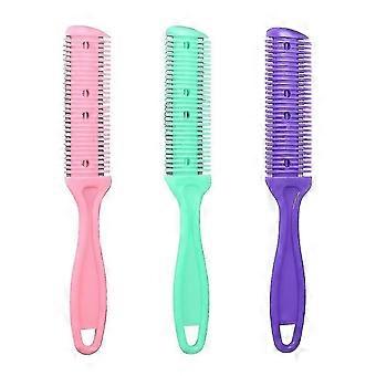 3pcs Double Sides Thinning Combs  Hair Razor Comb Haircuts Cutting Tool compatible with Salon Or Home Supplies
