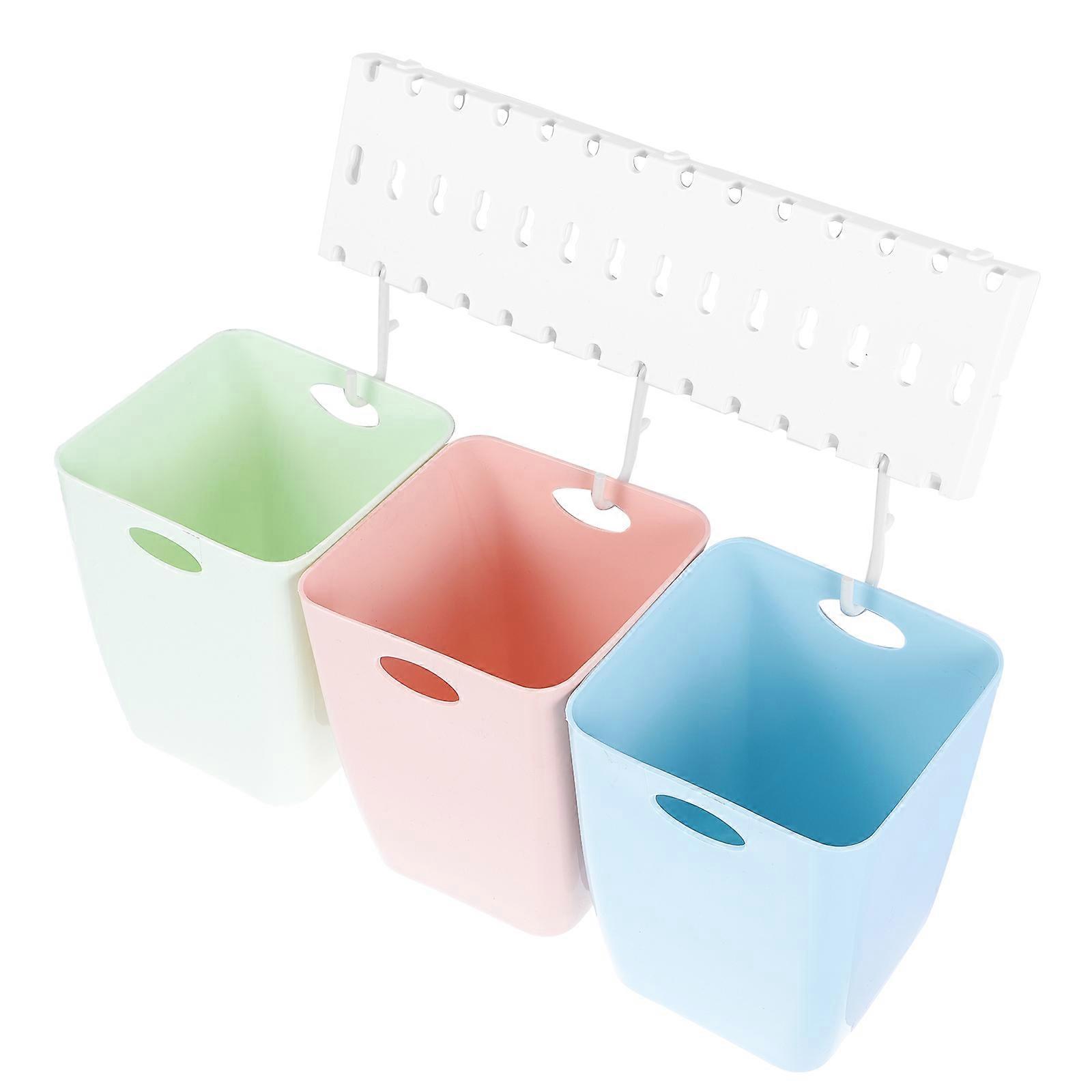 Recycling Bin Set Wall Sorting Trash Bin for Storage Use 1Set Assorted Color