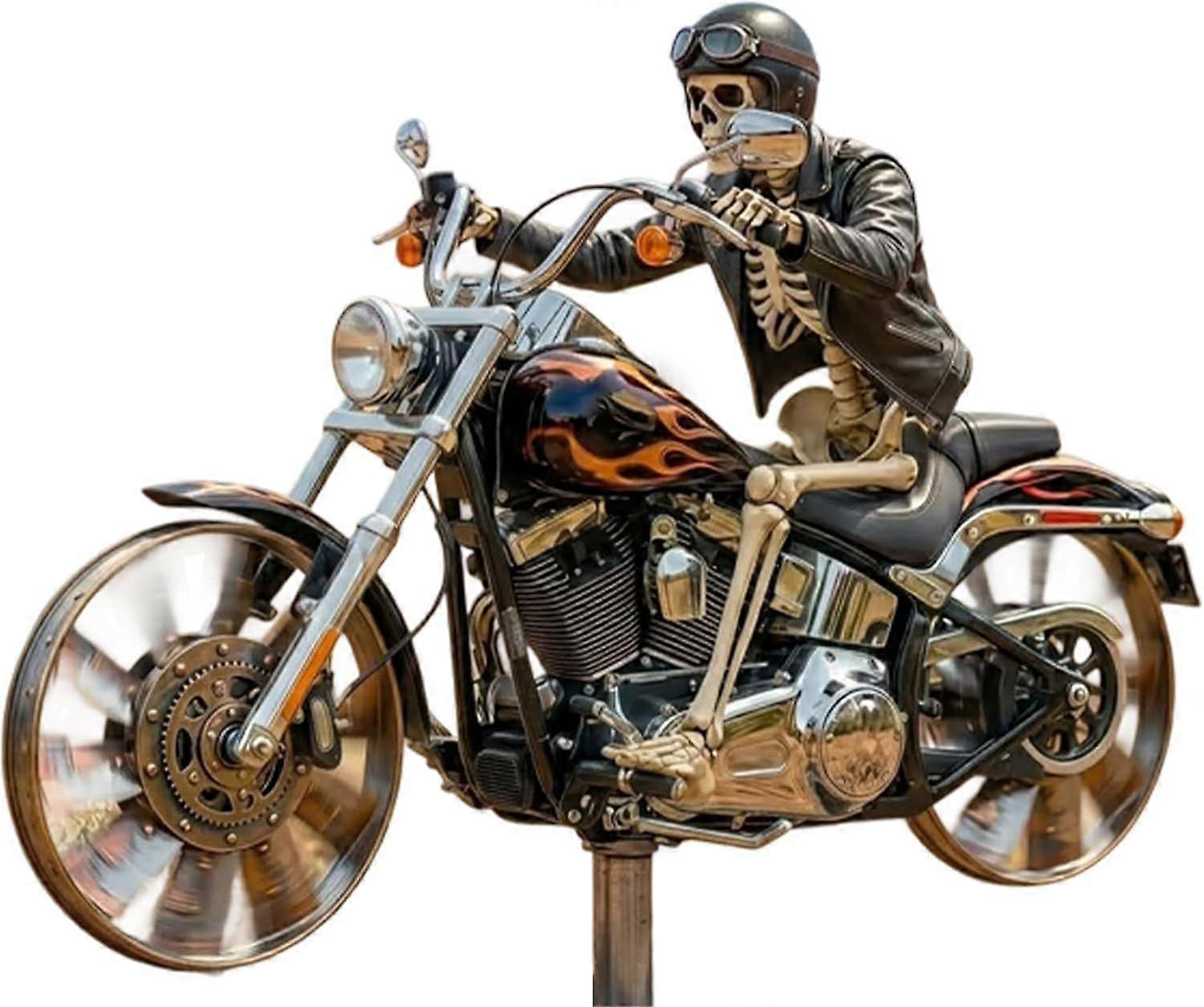 Skeleton Motorcycle Metal Windmill Yard Spinner